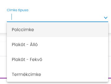 Címke típus választás